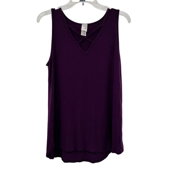 Brenda's Tops - Brenda's Women's Criss Cross Neck Sleeveless Top Purple Size Small